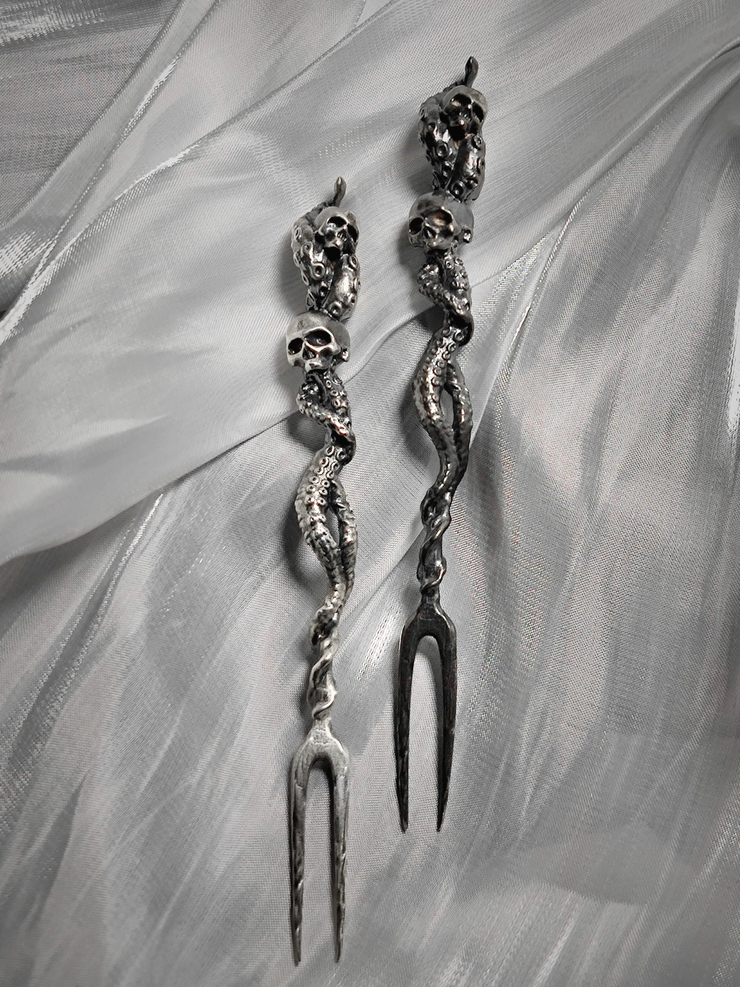 Tentacle Skull Sterling Silver Fruit Fork Handmade