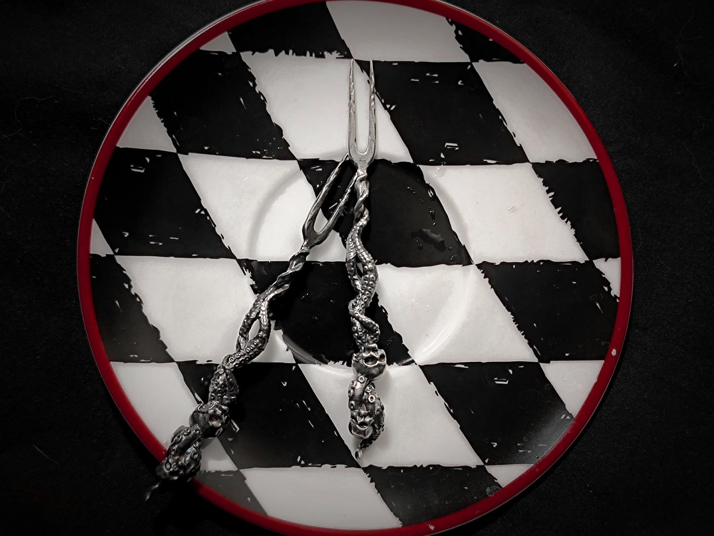 Tentacle Skull Sterling Silver Fruit Fork Handmade