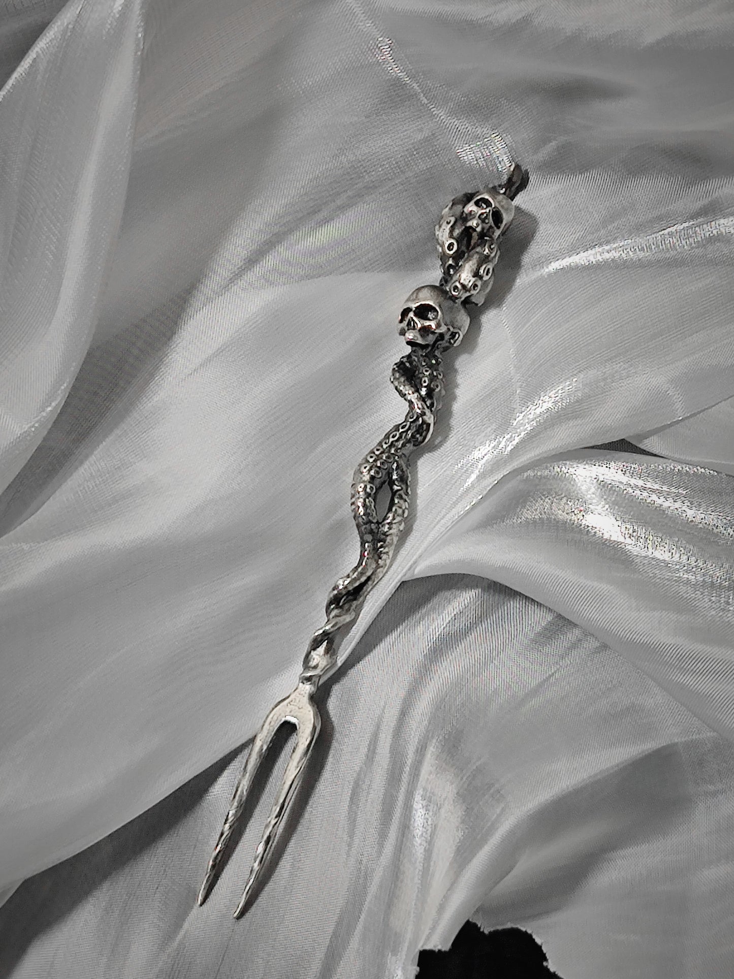 Tentacle Skull Sterling Silver Fruit Fork Handmade