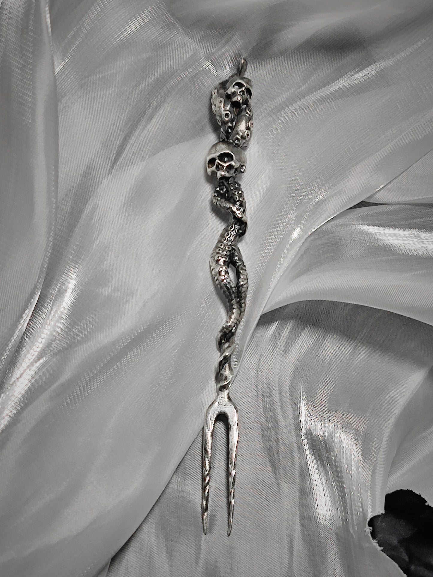 Tentacle Skull Sterling Silver Fruit Fork Handmade