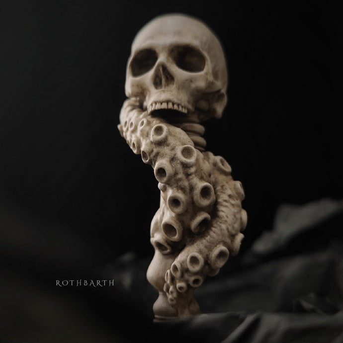 Tentacle Skull Wax Seal Handle-Bone