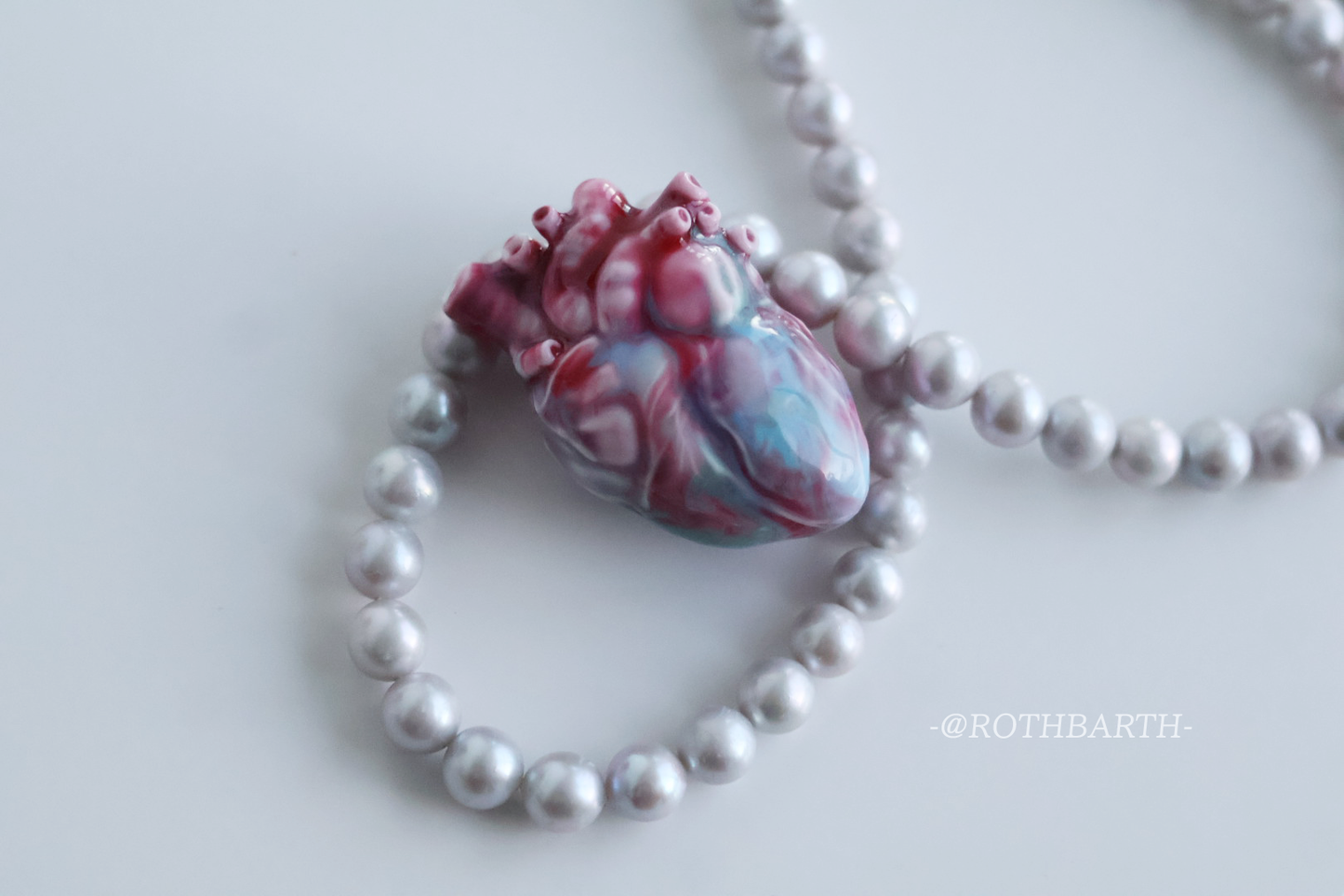 Corrupted Heart Freshwater Pearl & 3D Printed Necklace