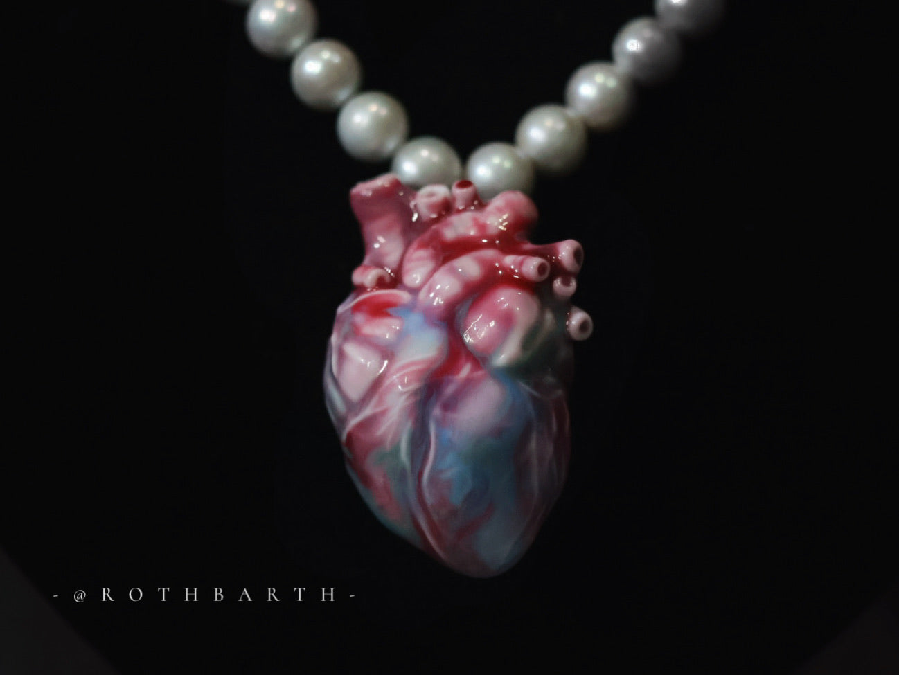 Corrupted Heart Freshwater Pearl & 3D Printed Necklace