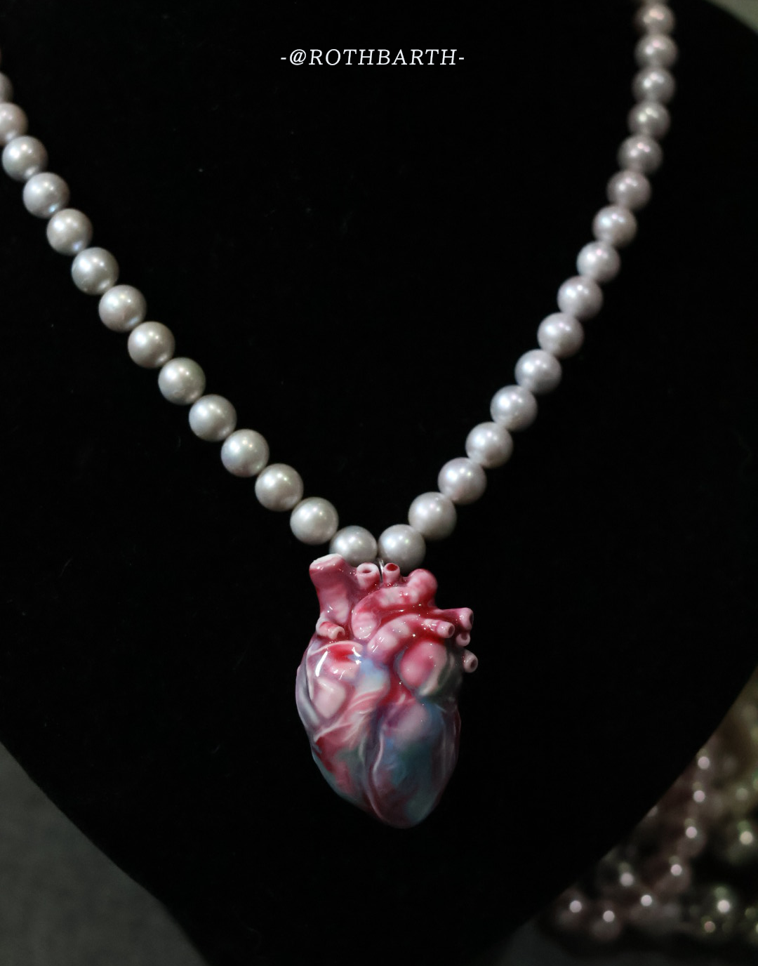 Corrupted Heart Freshwater Pearl & 3D Printed Necklace