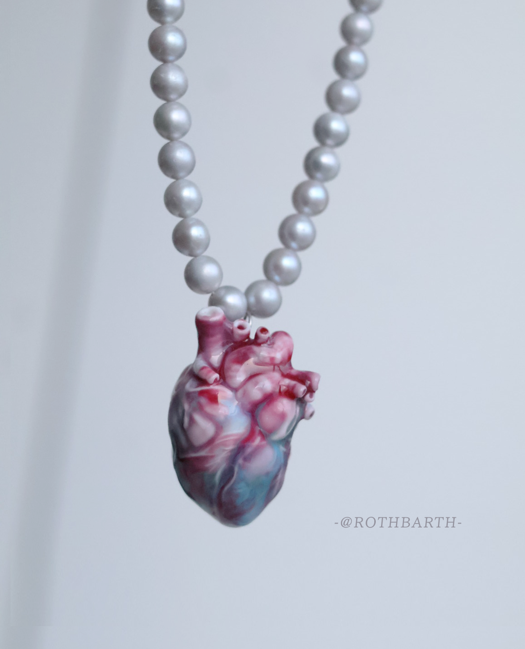 Corrupted Heart Freshwater Pearl & 3D Printed Necklace