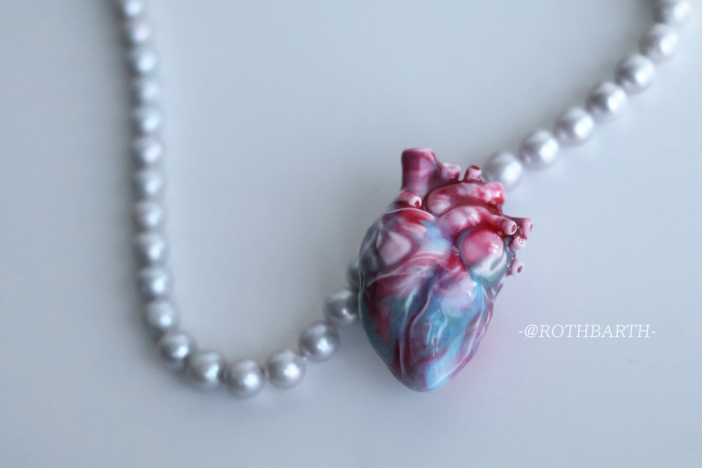 Corrupted Heart Freshwater Pearl & 3D Printed Necklace